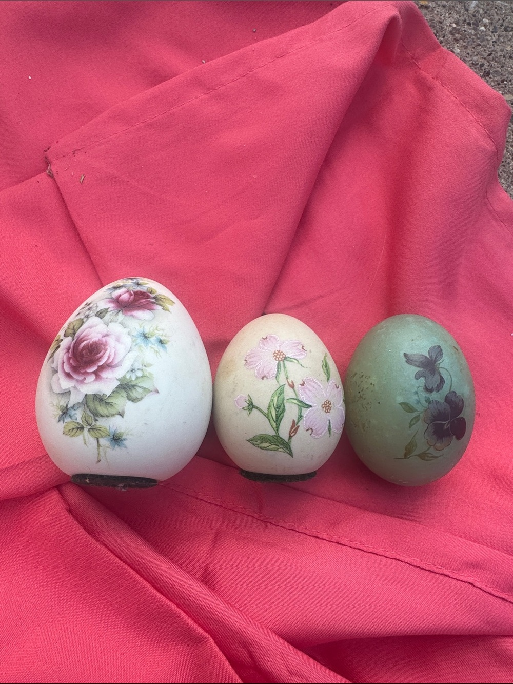 Decorative Floral Egg Set - Pink, Cream & Green